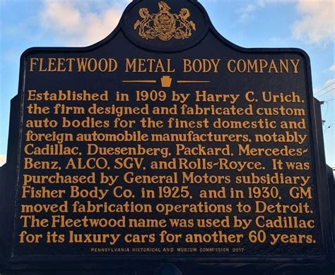 fleetwood metal box company|Fleetwood Metal Body Co. historical marker to .